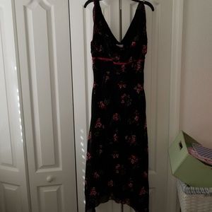 Black flowy kerchief bottomed dress